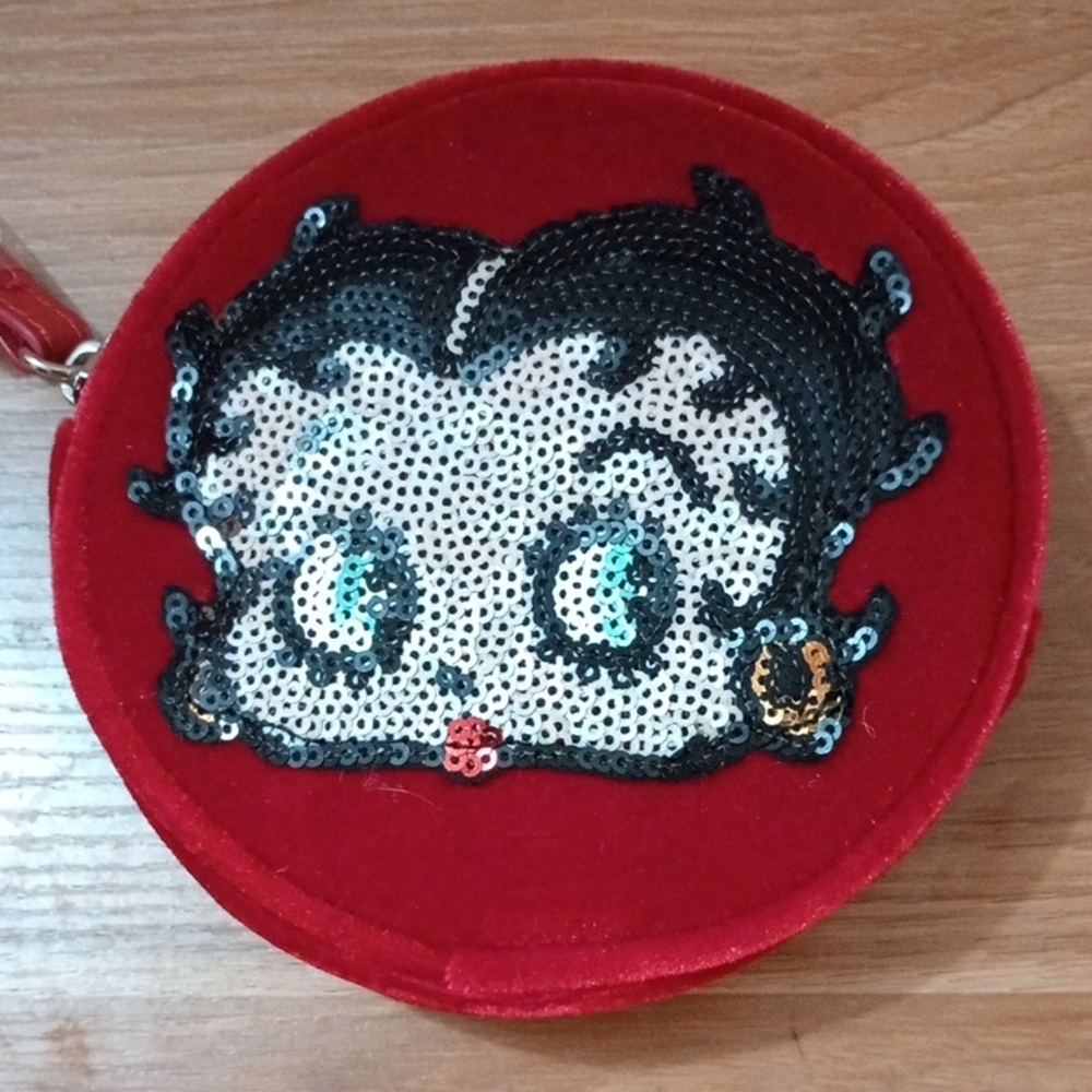 Red Sequin And Velour Betty Boop Wristlet